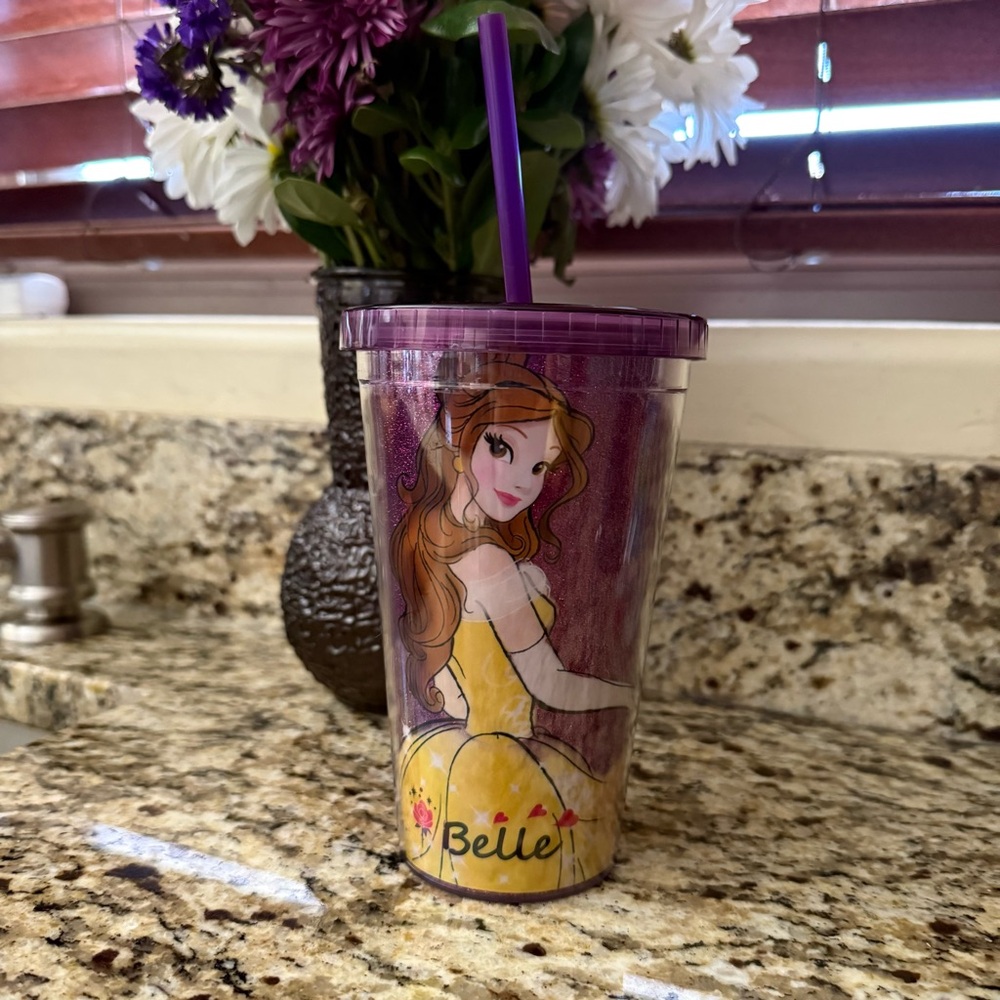 Disney Princess Belle Tumbler with Straw - Purple and Yellow